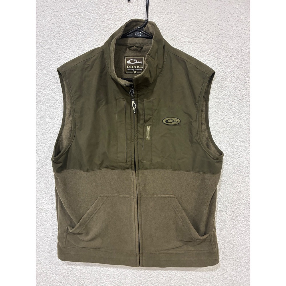 Drake Waterfowl Systems Mens Fleece Lined Vest Olive Brown Magnattach Size S